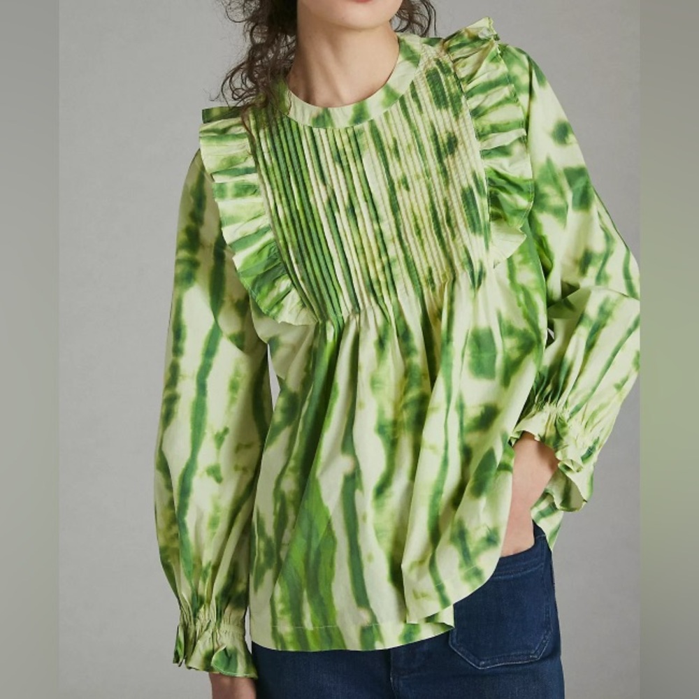 Samant Chauhan Emilia Ruffled Tie-Dye Blouse